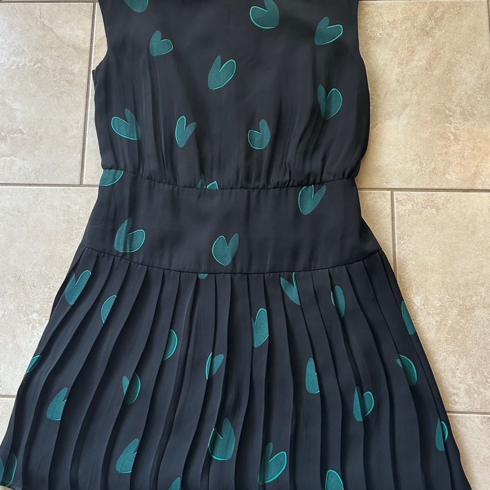 Black Dress with Teal Heart Pattern